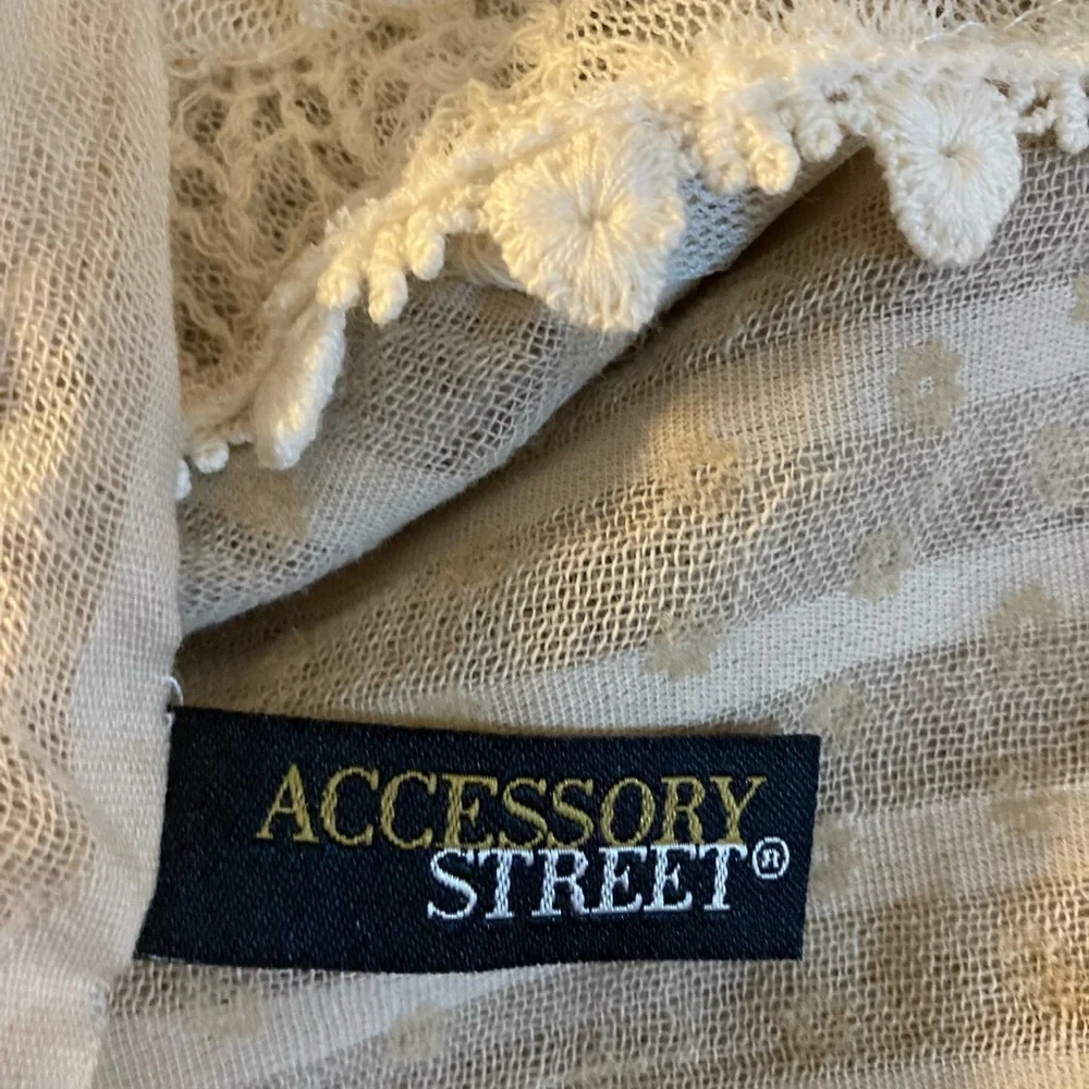 Accessory Street Romantic Lace Scarf Flower Appliqués Feminine Boho Cottagecore